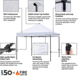 AEDILYS Pop Up Canopy Tent, Commercial Instant Shelter Tent, Heavy Duty Event Tent Pavilion, Portable Waterproof Canopy Folding, Wheeled Bag, Canopy Sandbags x4, Tent Stakesx4, 10x10 FT (White)