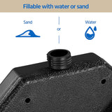 AEDILYS 4-Piece Umbrella Base 15L Outdoor Umbrella Stand Square Shaped Cantilever Offset Filled with Water or Sand for Garden, Backyard and Poolside, Black