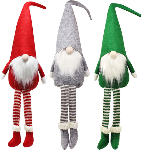 20" Gnome with Long Legs Tabletop Christmas Decoration, 3 Pcs