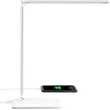 LED Desk Lamp Table Lamp Reading Lamp with USB Port 5 Lighting Modes 5 Brightness Levels, Sensitive Control, 30/60 min Auto Timer, Eye-Caring Office Lamp,Folding LED Desk Lamp (Silver)