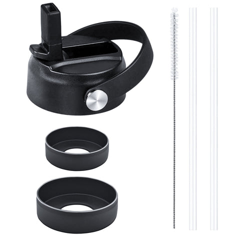 Wide Mouth Straw Lid 2 Straws and 1 Brush And 2 Protective Pads. Fits Most Sports Water Bottles.
