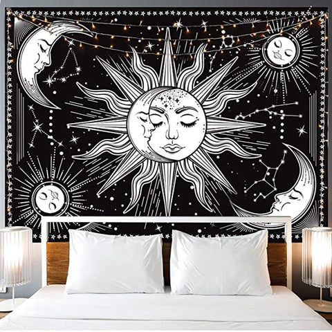 Wall Tapestry - Black Tapestry Wall Hanging Tapestry for Bedroom Aesthetic as Wall Art and Home Decor for Bedroom, Living Room, Dorm Decor (51.2x59.1 Inches, 130x150 cm)