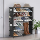 7-Tier Shoe Rack Shoe Shelf Organizer,24-30 Pairs Shoes and Boots Storage Organizer Metal Shoe Tower with Side Hanging Shoe Pockets for Entryway,Closet and Bedroom