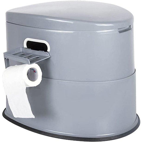 Portable Camping Toilet with Detachable Inner Bucket and Removable Toilet Paper Holder for Travel, Boating and Trips, Grey