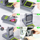 14 in 1 Vegetable Chopper, Multifunctional Mandoline Slicer Dicer Household Kitchen Manual Julienne Grater Cutter