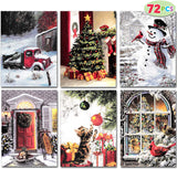 72 Pcs Snowy Town Greeting Cards