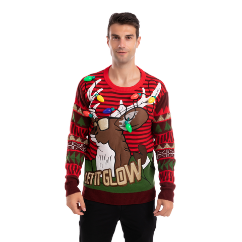 Buck Ugly Sweater with Light Bulbs for Men