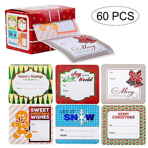 Jumbo Christmas Gift Self Adhesive Tag, 60 Pcs