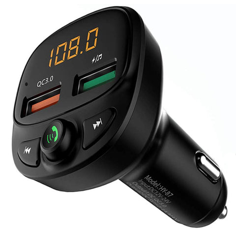 5.0 Bluetooth FM Transmitter for Car,QC3.0 Wireless Bluetooth FM Radio Adapter Music Player /Car Kit with Hands-Free Calls,2 USB Ports,Support U Disk/TF Card