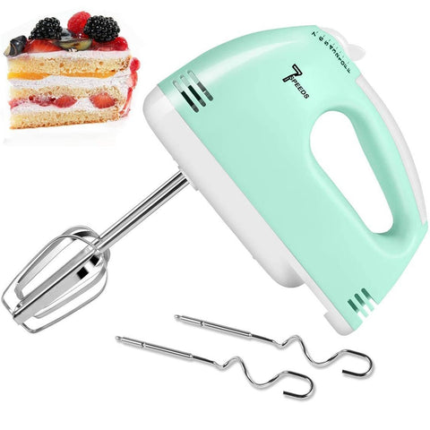 Camkey Hand Mixer Electric,7 Speed Hand Mixer Electric Hand Mixer,Portable Kitchen Hand Held Mixer,Immersion Blender Whisk for Food Whipping,Egg Whisk,Cake Mixer,Milk Frother,Bread Maker,Beater -Green
