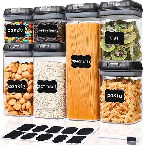 Food Storage Containers, Kitchen Storage Containers, Cereal & Dry Containers Storage Set, BPA Free, Kitchen Pantry Organization and Storage with Easy Lock Lids, 7 Pieces