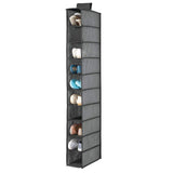 Soft Fabric Closet Organizer - Holds Shoes, Handbags, Clutches, Accessories - 10 Shelf Over Rod Hanging Storage Unit - Textured Print- Gray