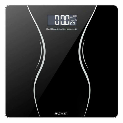 Bathroom Body Weight Scale with Step-On Technology, 400 Lb, Body Tape Measure Included, Black
