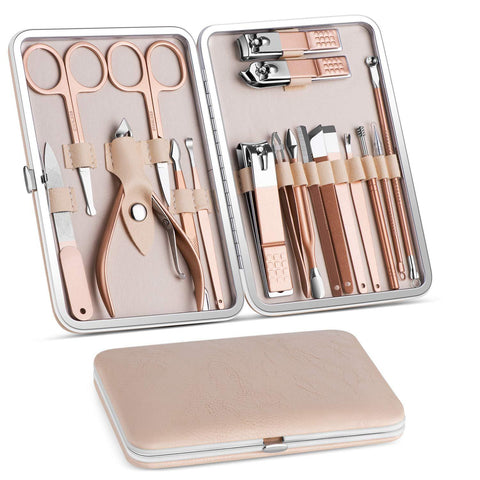 Manicure Set, Pedicure Kit, Nail Clippers, Professional Grooming Kit, Nail Tools 18 In 1 with Luxurious Travel Case For Men and Women 2020 Upgraded Version