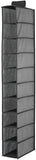 Soft Fabric Closet Organizer - Holds Shoes, Handbags, Clutches, Accessories - 10 Shelf Over Rod Hanging Storage Unit - Textured Print- Gray