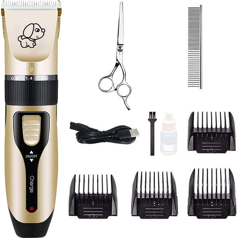 Dog Shaver Clippers Low noise Rechargeable Cordless Electric Quiet Hair Clippers Set for Small/Large Cats Dogs -Gold