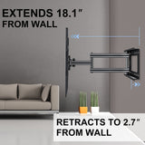 Wewdigi TV Wall Mount Bracket Full Motion Single Articulating Arm for Most 37-70 Inch LED, LCD, OLED, Flat Curved TVs with Tilt, Swivel and Rotation up to 99lbs VESA 600x400mm