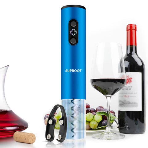 Electric Wine Bottle Opener, Blue Wine Openers Kit with Cutter and Wine Pourer Wine Openers Gifts Set for Wine Loves The Best Gift (No Include Battery)