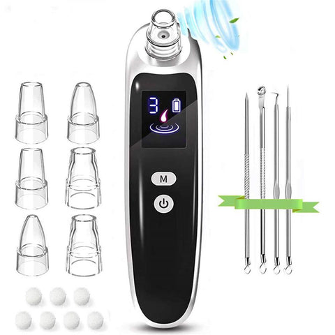 Blackhead Remover Pore Vacuum,Electric Facial Blackhead Suction Vacuum with USB Rechargeable Comedone Extractor with 6 Suction Probes & 4 Acne Removal Tool,Black