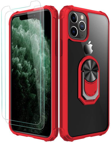iPhone 11 Pro Max Case,[ Military Grade ] with [ Glass Screen Protector] 15ft. Drop Tested Protective Case | Kickstand | Compatible with Apple iPhone 11 Pro Max -Red