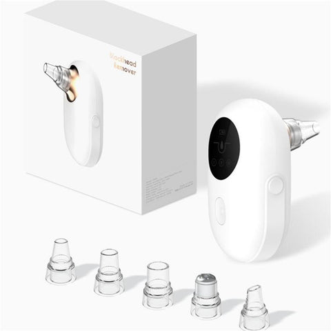 Blackhead Remover Pore Vacuum, Electric Facial Suction Vacuum with USB Rechargeable Comedone Extractor, 5 Probes, White