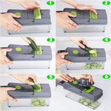 14 in 1 Vegetable Chopper, Multifunctional Mandoline Slicer Dicer Household Kitchen Manual Julienne Grater Cutter