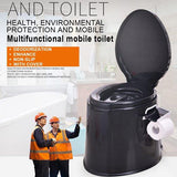 Portable Travel Camping Toilet with Detachable Inner Bucket and Removable Toilet Paper Holder, Black