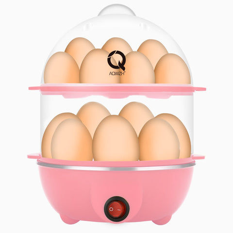 Aqwzh Rapid Egg Cooker Electric for Hard Boiled, Poached, Scrambled Eggs, Omelets, Steamed Vegetables, Seafood, Dumplings, 14 capacity, with Auto Shut Off Feature