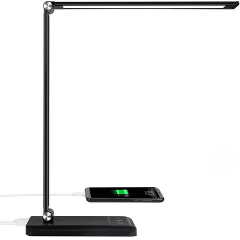 LED Desk Lamp Table Lamp Reading Lamp with USB Port 5 Lighting Modes 5 Brightness Levels, Sensitive Control, 30/60 min Auto Timer, Eye-Caring Office Lamp,Folding LED Desk Lamp (black)