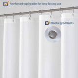 NIUTA Shower Liner, Standard Shower Curtain Liner Fabric 72 x 72 inch Full Size, Hotel Quality, Washable, Waterproof, White Bathroom Curtains with Grommets
