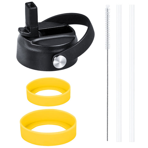 Wide Mouth Straw Lid 2 Straws and 1 Brush And 2 Protective Pads. Fits Most Sports Water Bottles.