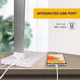 LED Desk Lamp Table Lamp Reading Lamp with USB Port 5 Lighting Modes 5 Brightness Levels, Sensitive Control, 30/60 min Auto Timer, Eye-Caring Office Lamp,Folding LED Desk Lamp (Silver)