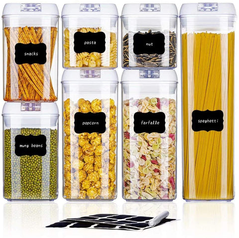 Airtight Food Storage Containers, Kitchen Storage Containers, Cereal & Dry Containers Storage Set, BPA Free, Kitchen Pantry Organization and Storage with Easy Lock Lids, 7 Pieces