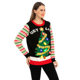 Get lit Christmas Tree ugly sweater with Light Bulbs for Women