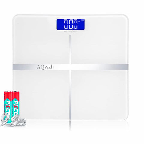 Body Weight Bathroom Scale with Step-On Technology, 400 Lb, Body Tape Measure Included, Silver