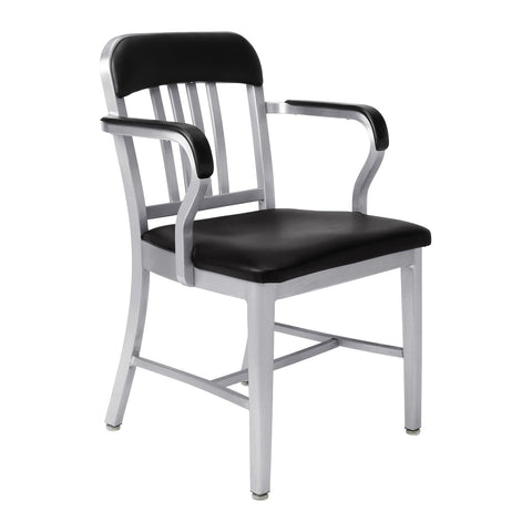 Navy Semi-Upholstered Armchair