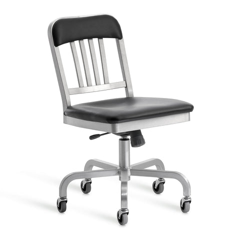 Navy Semi-Upholstered Swivel Chair