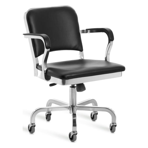 Navy Upholstered Swivel Armchair