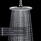 AQwzh 9.5 Inch Rain High Pressure Shower Head G1/2 Adjustable Bathroom Shower Head Spray Stainless Steel Polished Chrome Bath Rain Round