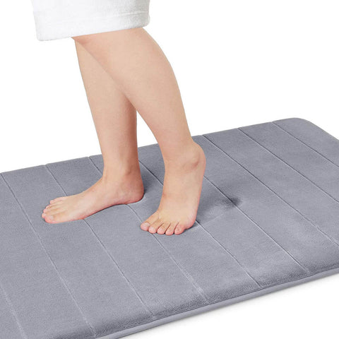 Memory Foam Bath Mat Large Size 31.5 by 19.8 Inches, Soft and Comfortable, Super Water Absorption, Non-Slip, Thick, Machine Wash, Easier to Dry Bathroom Floor Rug, Grey