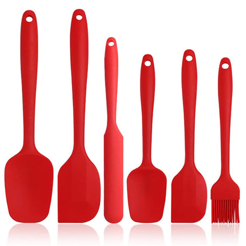 Silicone Spatula 6-Piece Set, Integrated Seamless Design, 480 \xc2\xb0F Heat Resistance, Non-Stick Spatula Cooking, Baking and Stirring Multi-Purpose Kitchenware (Red)