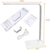 LED Desk Lamp Table Lamp Reading Lamp with USB Port 5 Lighting Modes 5 Brightness Levels, Sensitive Control, 30/60 min Auto Timer, Eye-Caring Office Lamp,Folding LED Desk Lamp (Silver)