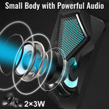 Computer Speakers,Wired PC Speaker 2.0 USB Gaming Powered Stereo Mini Multimedia Volume Control with RGB Lights 3.5mm Aux Input