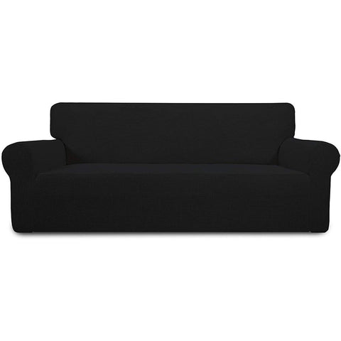 Stretch Sofa Slipcover \xe2\x80\x93 Spandex Non Slip Soft Couch Sofa Cover, Washable Furniture Protector with Non Skid Foam and Elastic Bottom for Kids, Pets \xef\xbc\x88Sofa, Gray black blue brownk \xef\xbc\x89