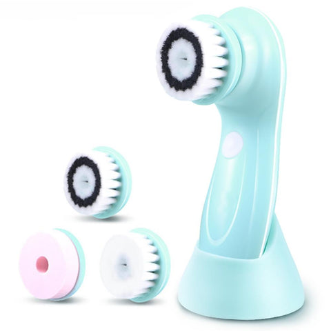 Facial Cleansing Brush- Latest advanced cleasing Technology & 3 Brush Heads-USB Re Electric Rotating Face- IPX6Waterproof-Advanced Face Spa System for Exfoliating Deep clease (blue)