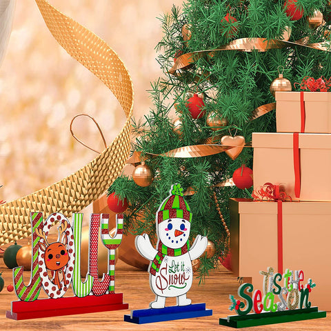 Wooden Christmas Tabletop Centerpiece Decor