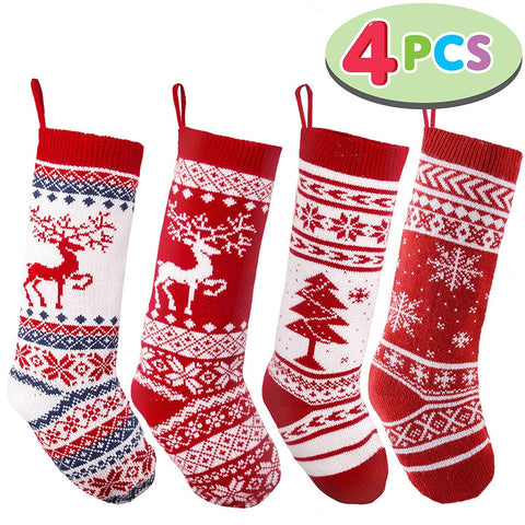 15" Knit Stockings, 4 Pack