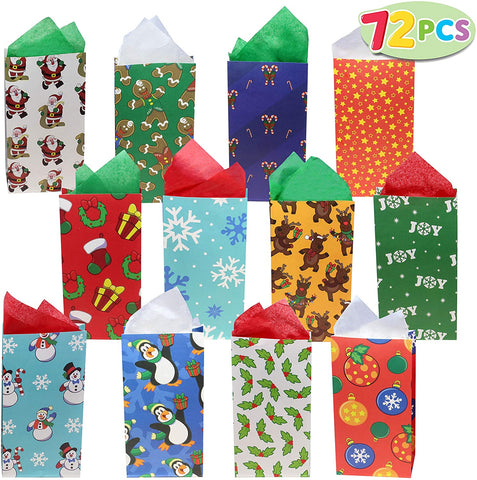 9.75" Holiday Goody Bags, 72 Pcs