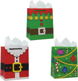 10" Santa Clause Suit Gift Bags, 18 Pcs